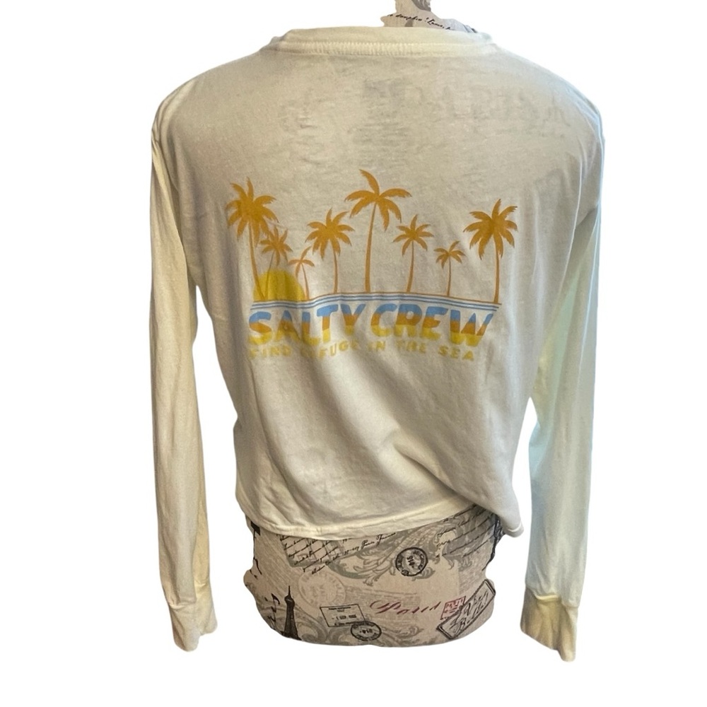 Salty Crew Women's White Long Sleeve Crop Top - Picture 3 of 4